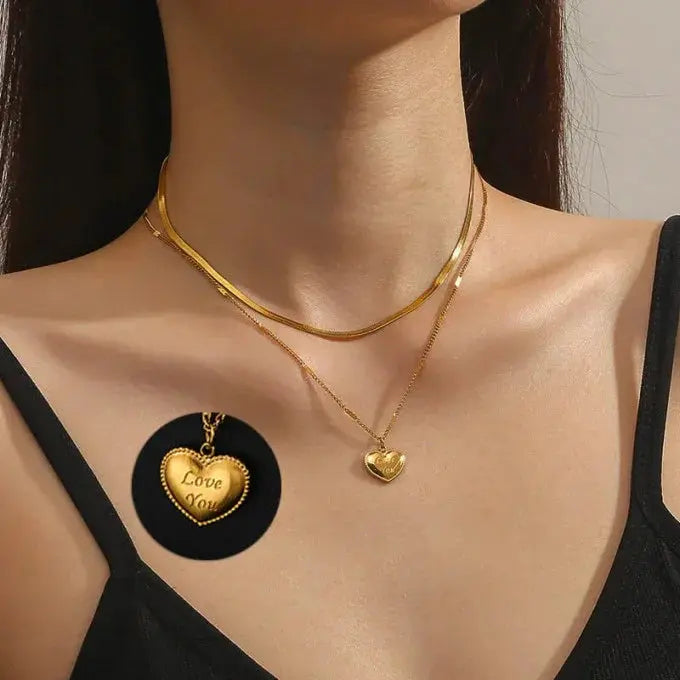 Double layer'I Love You'  Necklace(18k gold plated)