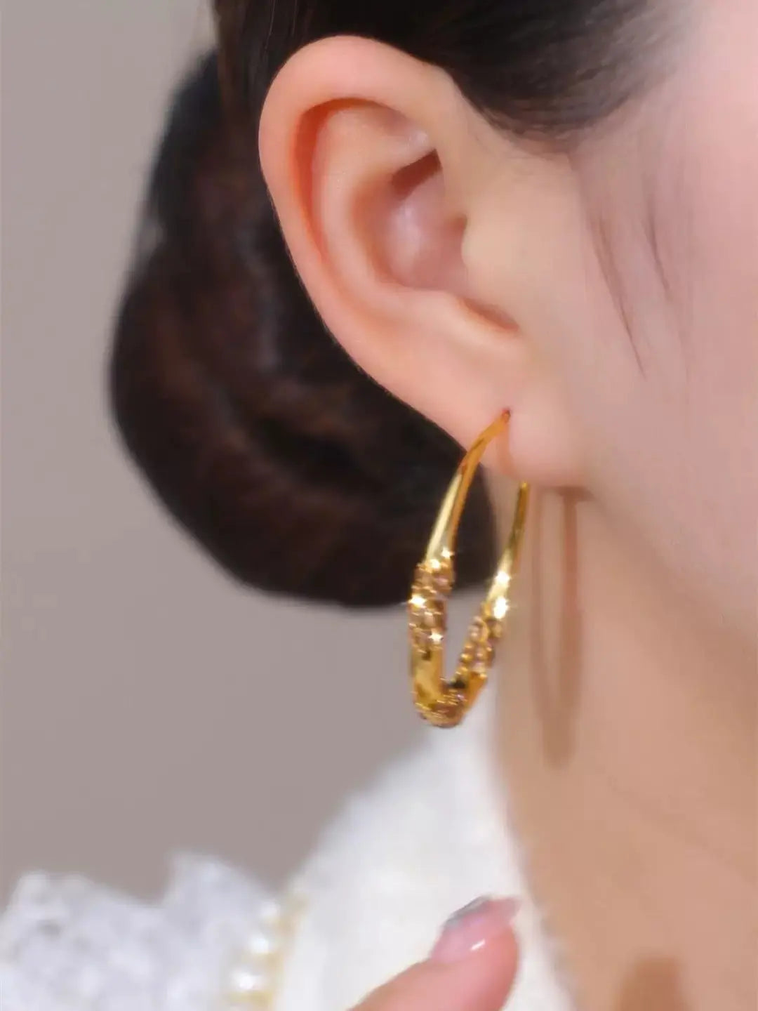 Diamond Hoop earrings(24k gold plated)