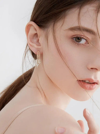 18K Gold Plated Diamond Leaf Earrings