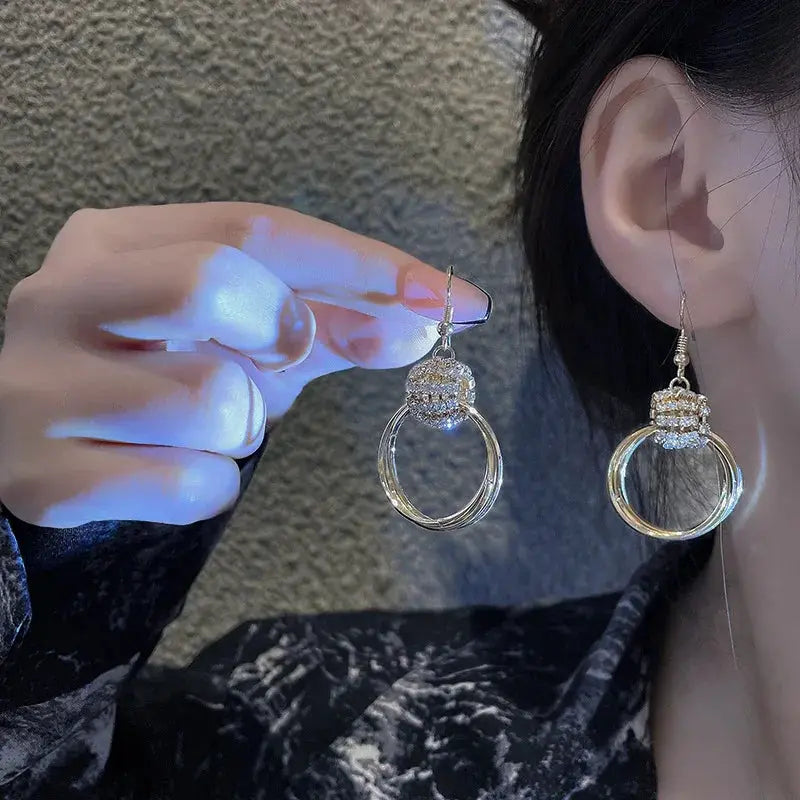 Multilayer diamond earrings(24k gold plated)