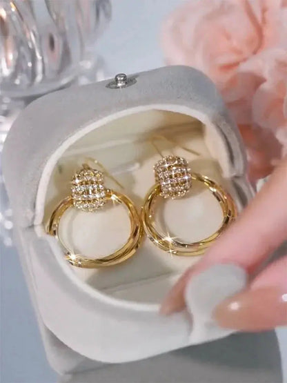 Multilayer diamond earrings(24k gold plated)