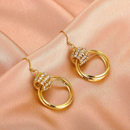 Multilayer diamond earrings(24k gold plated)