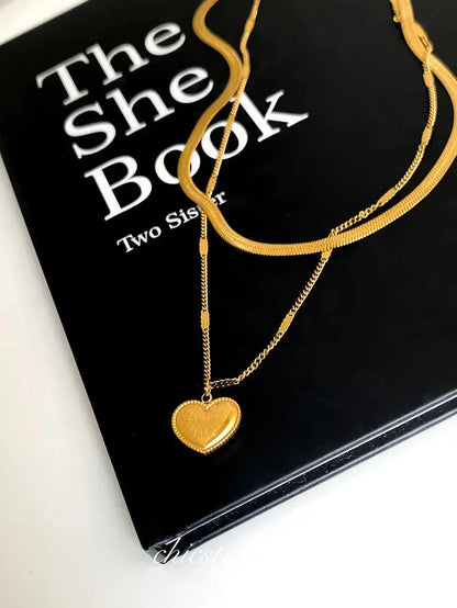 Double layer'I Love You'  Necklace(18k gold plated)