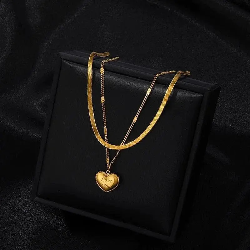 Double layer'I Love You'  Necklace(18k gold plated)